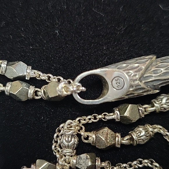 John Hardy Naga Silver Pendant & Pyrite Necklace - Picture 8 of 12